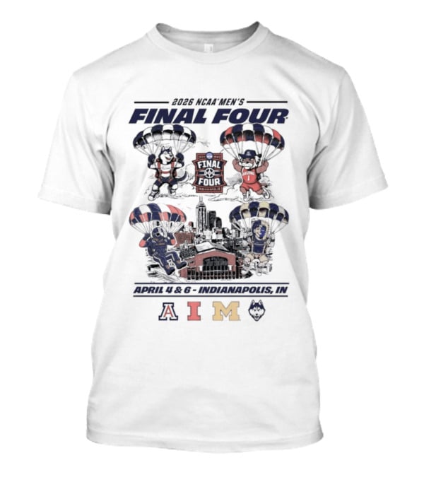 2026 NCAA Men's Basketball Final Four Mascot Parachute Houston AIM T-Shirt