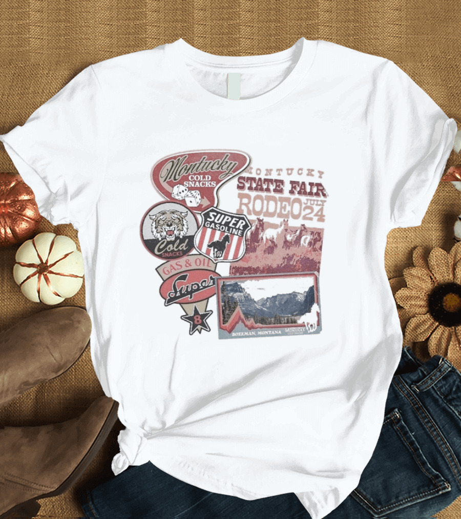 Montucky Cold Snacks Super Premium Lager Gas Oil Rodeo Signs T-Shirt