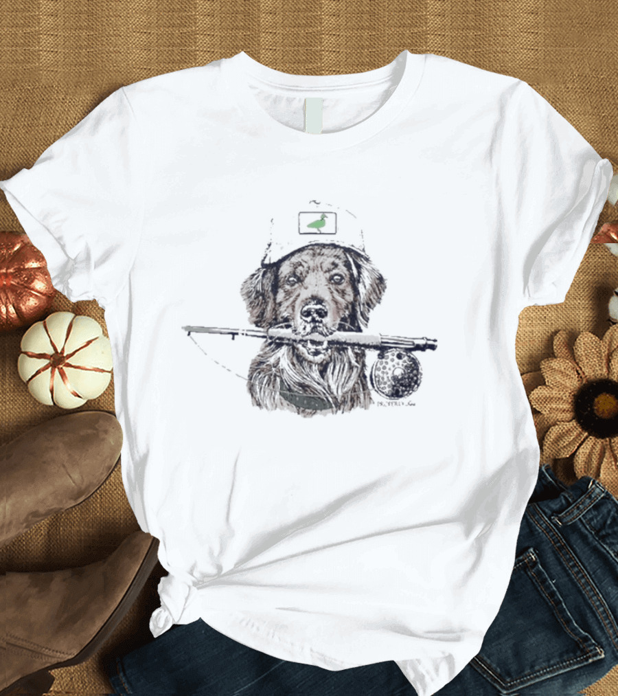 Shades Sunglasses Fishing Buddy Dog Pilot Hat T-Shirt