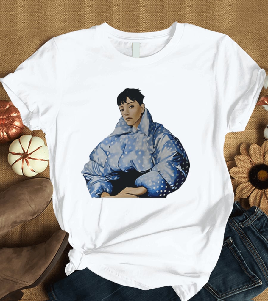 Lily Allen West End Girl Blue Polka Dot Puffer Jacket Style Fashion T-Shirt