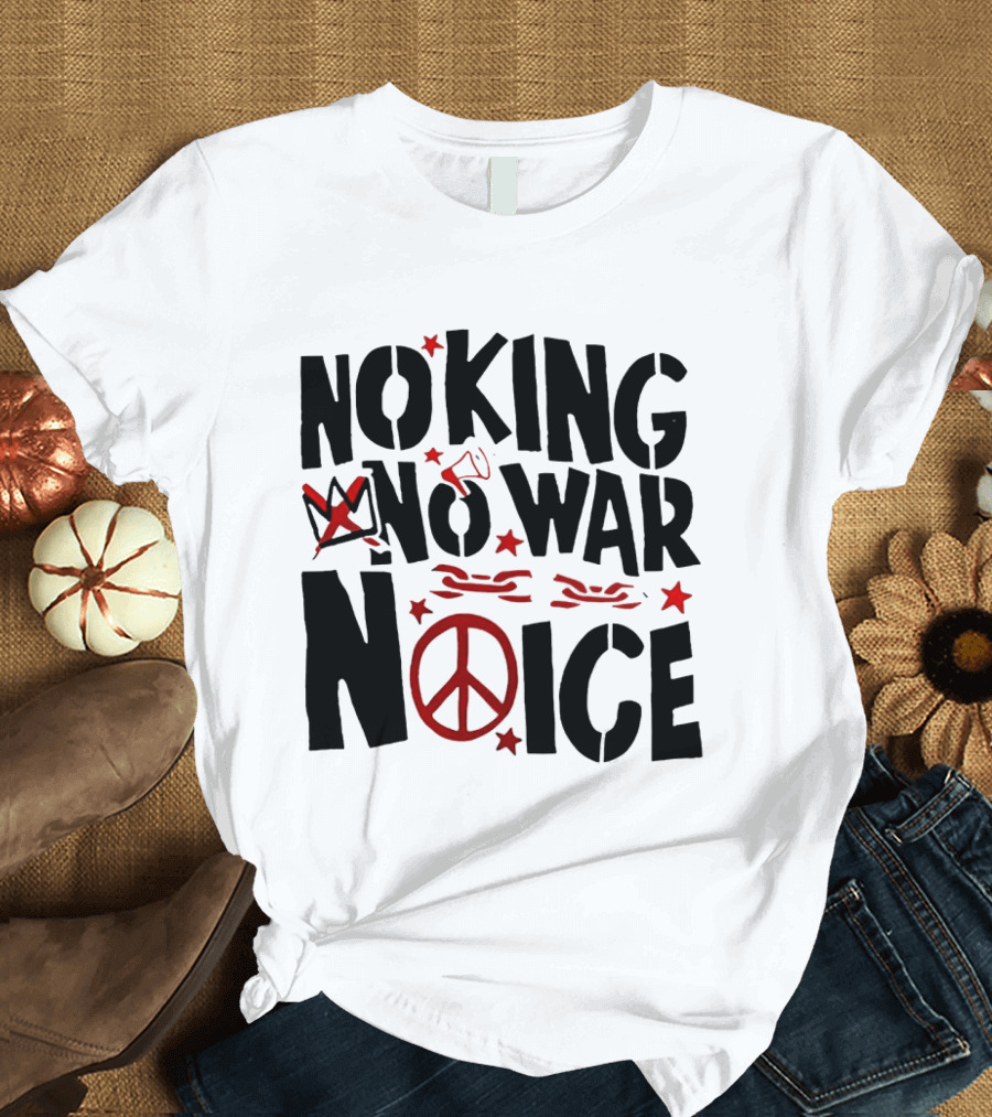 No King No War Peace Symbol Chain And Crown T-Shirt