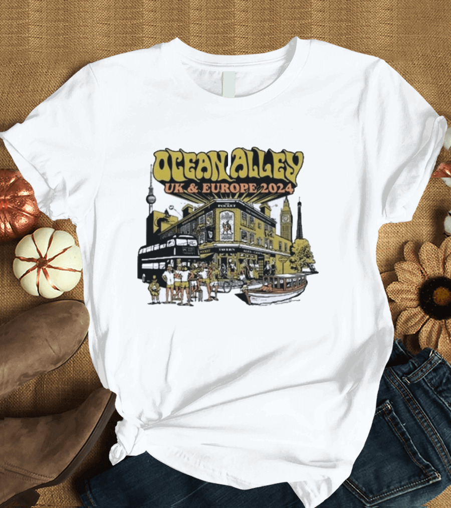 Ocean Alley UK And Europe 2024 Tour Pocket Tavern Scene With Landmarks T-Shirt