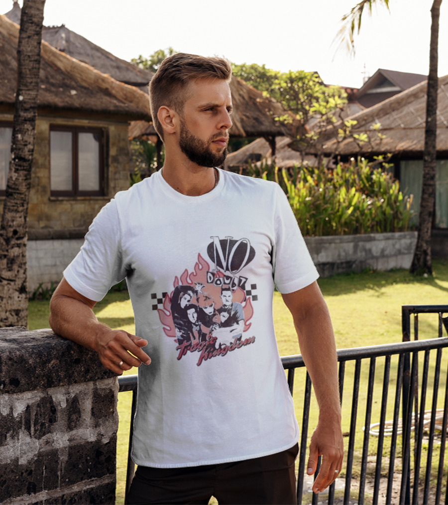 No Doubt Tragic Kingdom Band Flames And Checkerboard T-Shirt