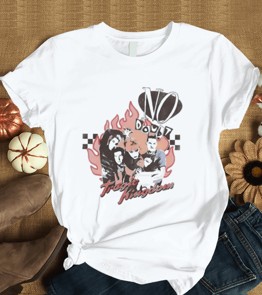 No Doubt Tragic Kingdom Band Flames And Checkerboard T-Shirt