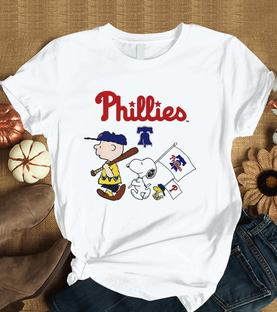 Philadelphia Phillies Snoopy Charlie Brown Woodstock MLB Fan 2025 T-Shirt