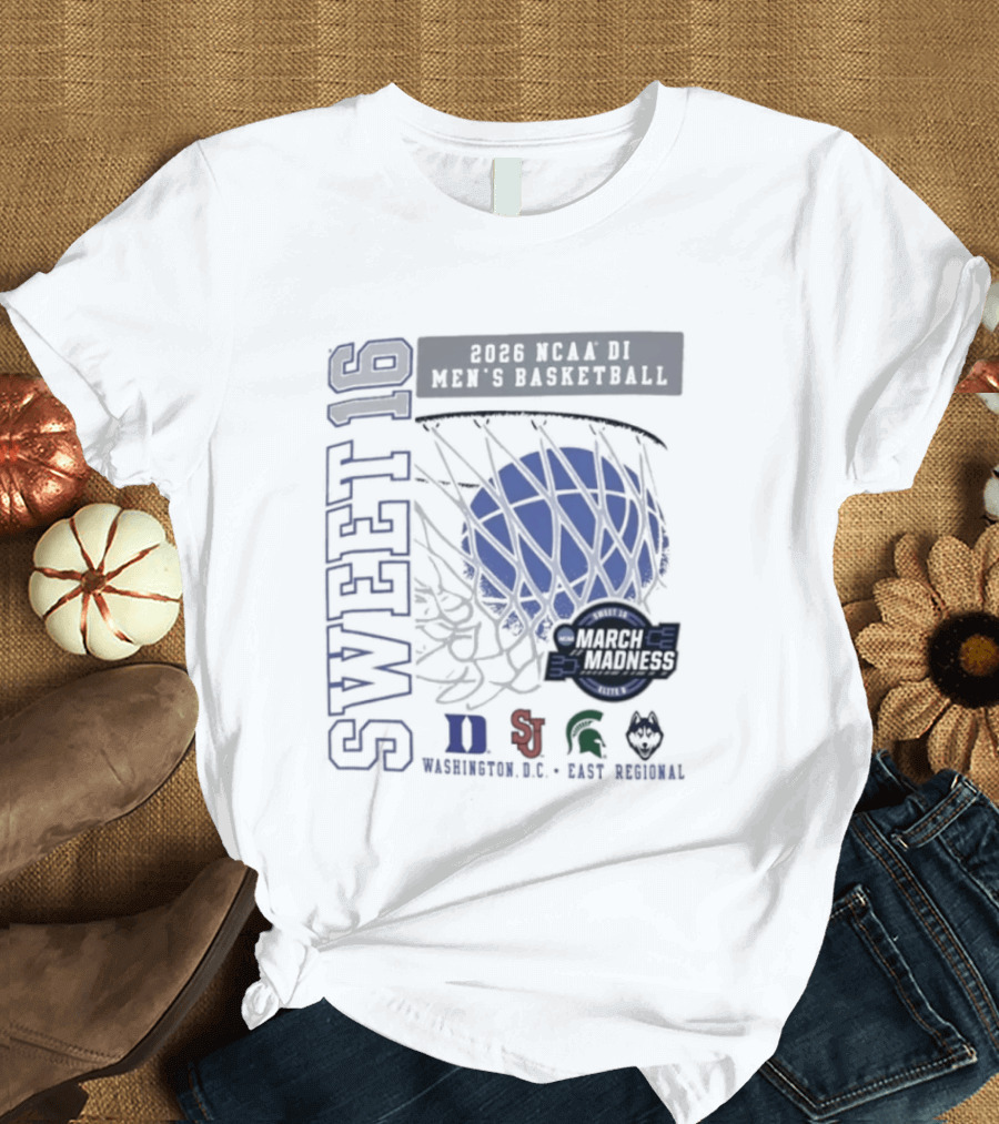 Sweet 16 2026 NCAA DI Men's Basketball East Regional Duke, St. John's, Michigan State, Eastern Kentucky T-Shirt