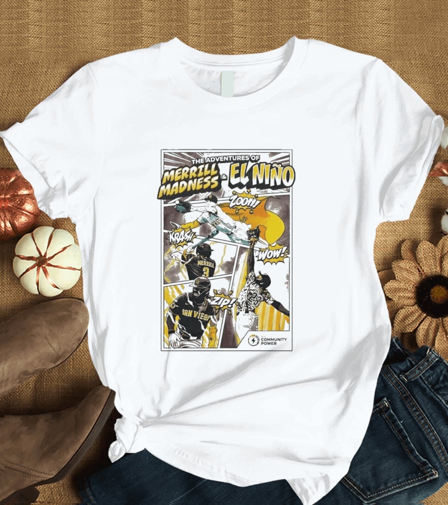 The Adventures Of Merrill Madness And El Niño San Diego Padres Comic Style 2026 T-Shirt