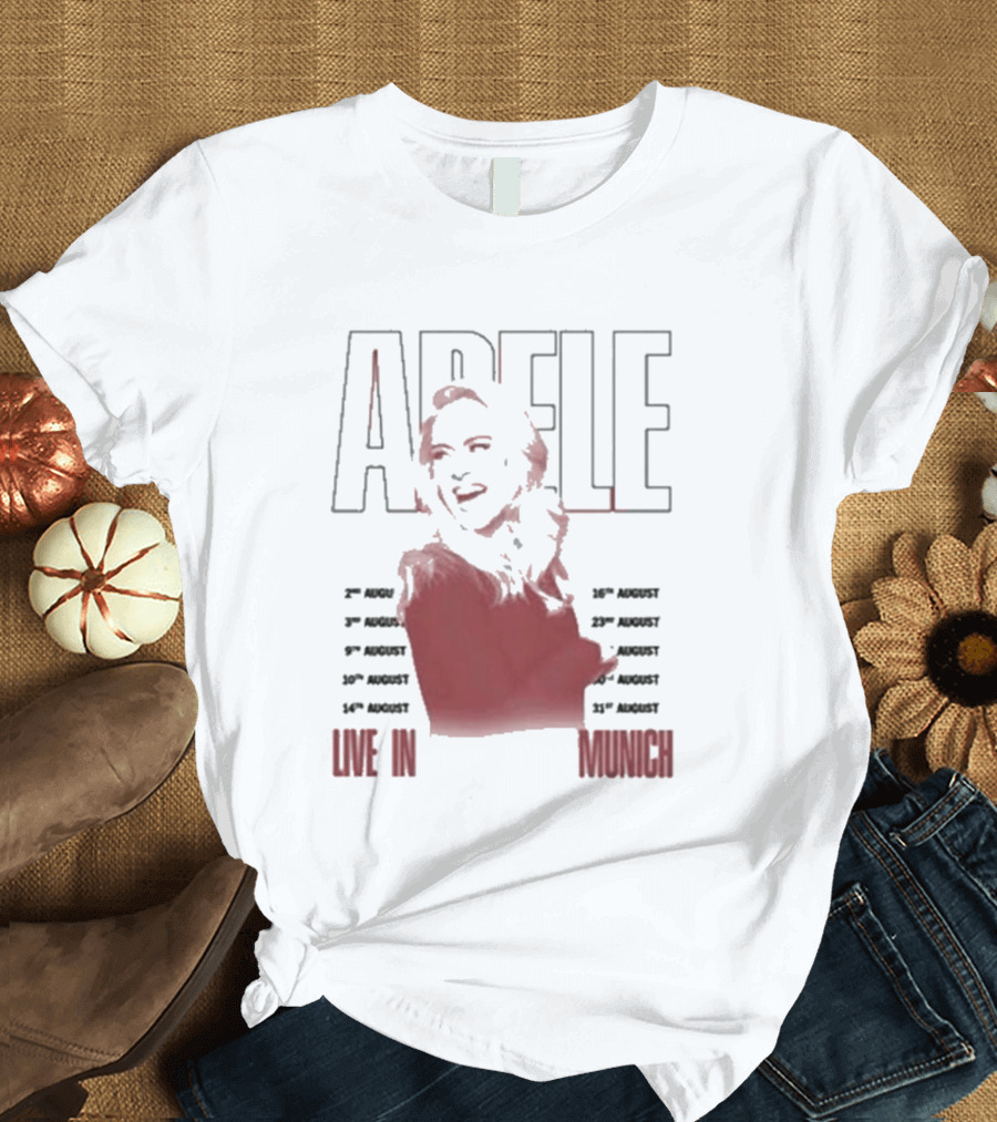 ADELE Live In Munich Pink Lips Concert Tour Dates T-Shirt