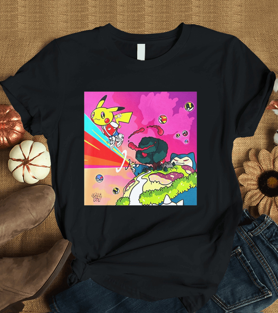 Pikachu Graduation Inspired By Album Cover Elements Pokemon Crossover Scene T-Shirt