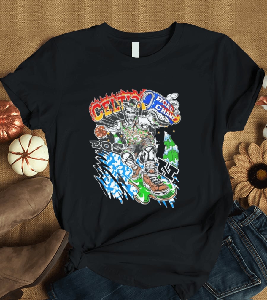 Celtics Road Champ Skull 33 Boston Basketball T-Shirt