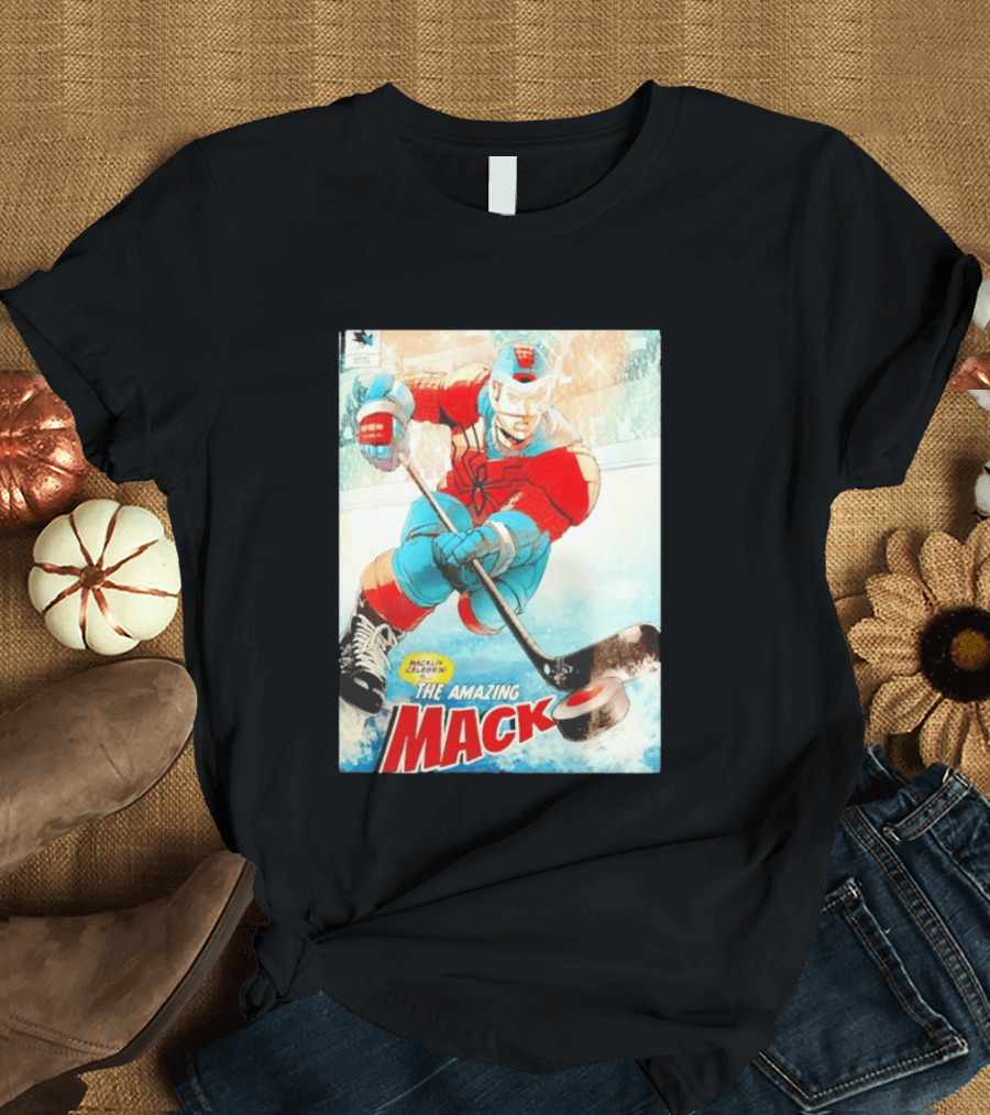 Macklin Celebrini The Amazing Mack San Jose Sharks Hockey Comic T-Shirt
