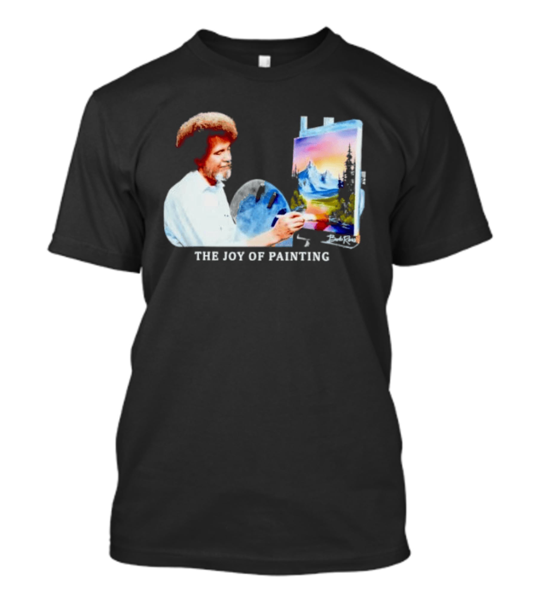 Bob Ross The Joy Of Painting Mountains And Sunset Scene T-Shirt