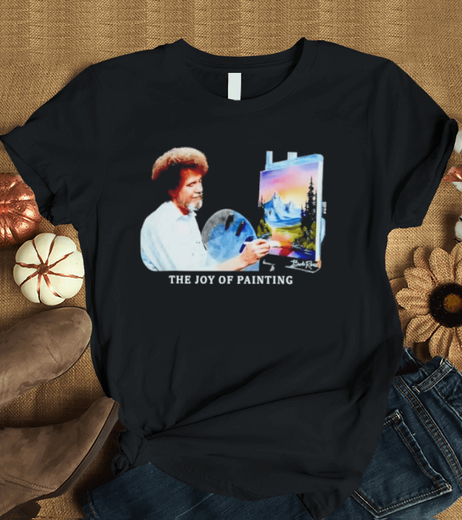 Bob Ross The Joy Of Painting Mountains And Sunset Scene T-Shirt
