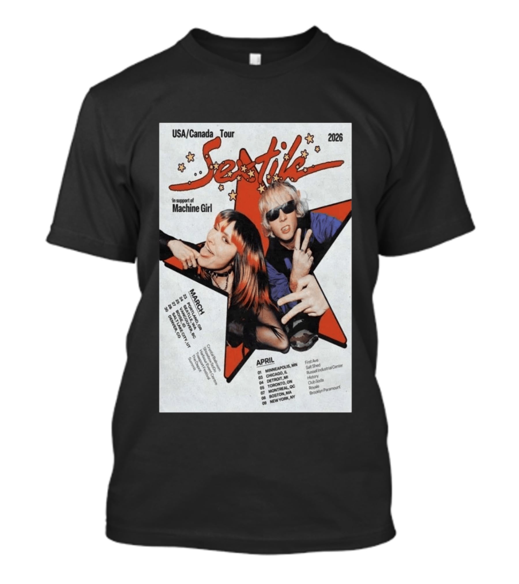 USA Canada 2026 Sextile Tour In Support Of Machine Girl T-Shirt