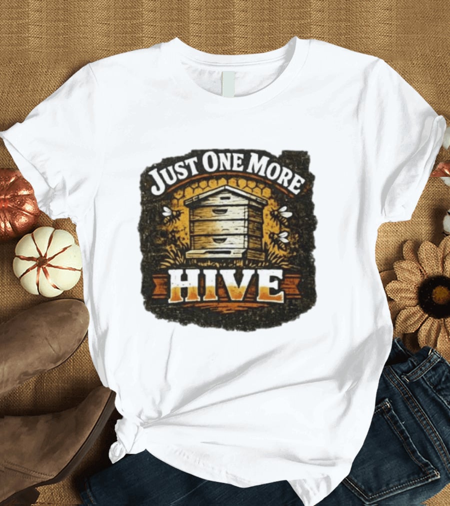 Just One More Hive Beekeeping Bees Honeycomb Apiary T-Shirt
