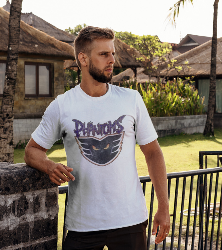 Lehigh Valley Phantoms Hockey Team Emblem With Bold Lettering And Fierce Mask T-Shirt