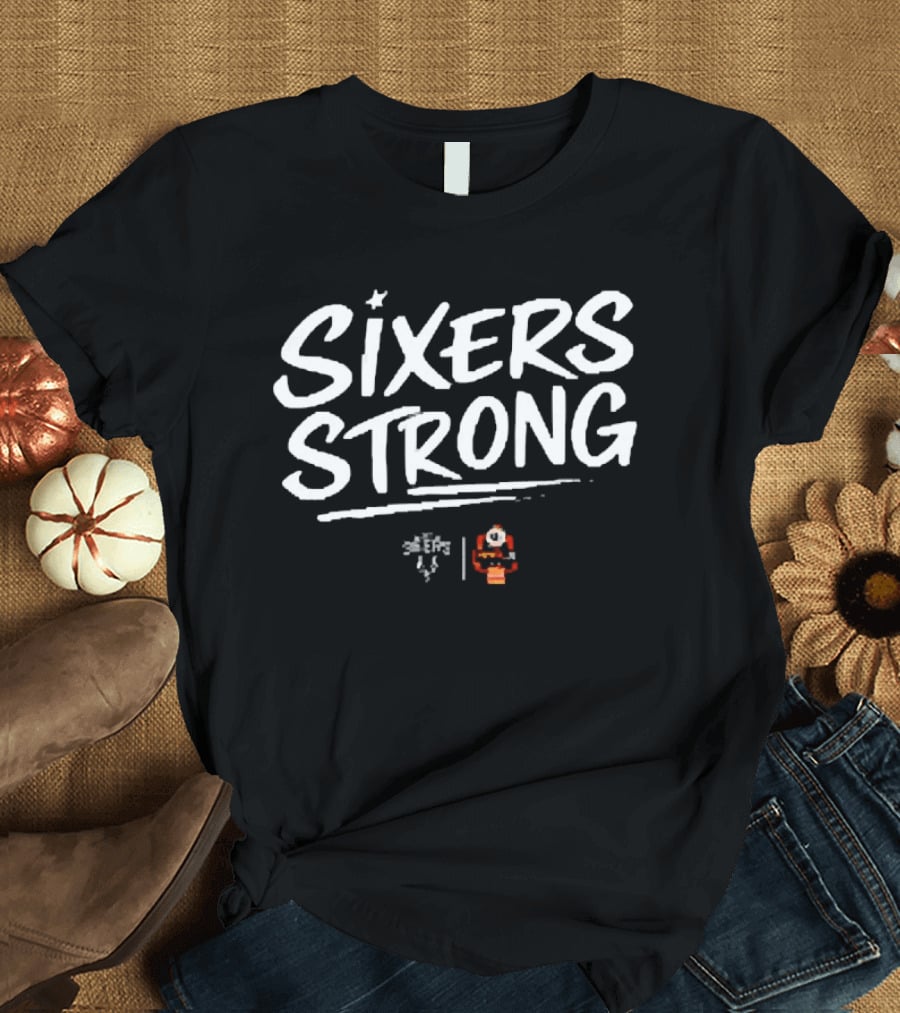 Sixers Strong Blue Licensed Santa Basketball T-Shirt