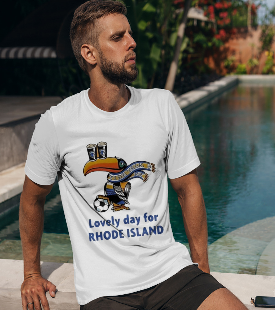 Lovely Day For Rhode Island Toucan With Soccer Ball And Beers T-Shirt