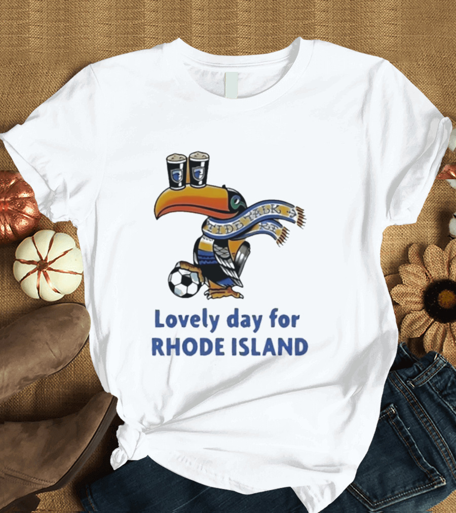 Lovely Day For Rhode Island Toucan With Soccer Ball And Beers T-Shirt
