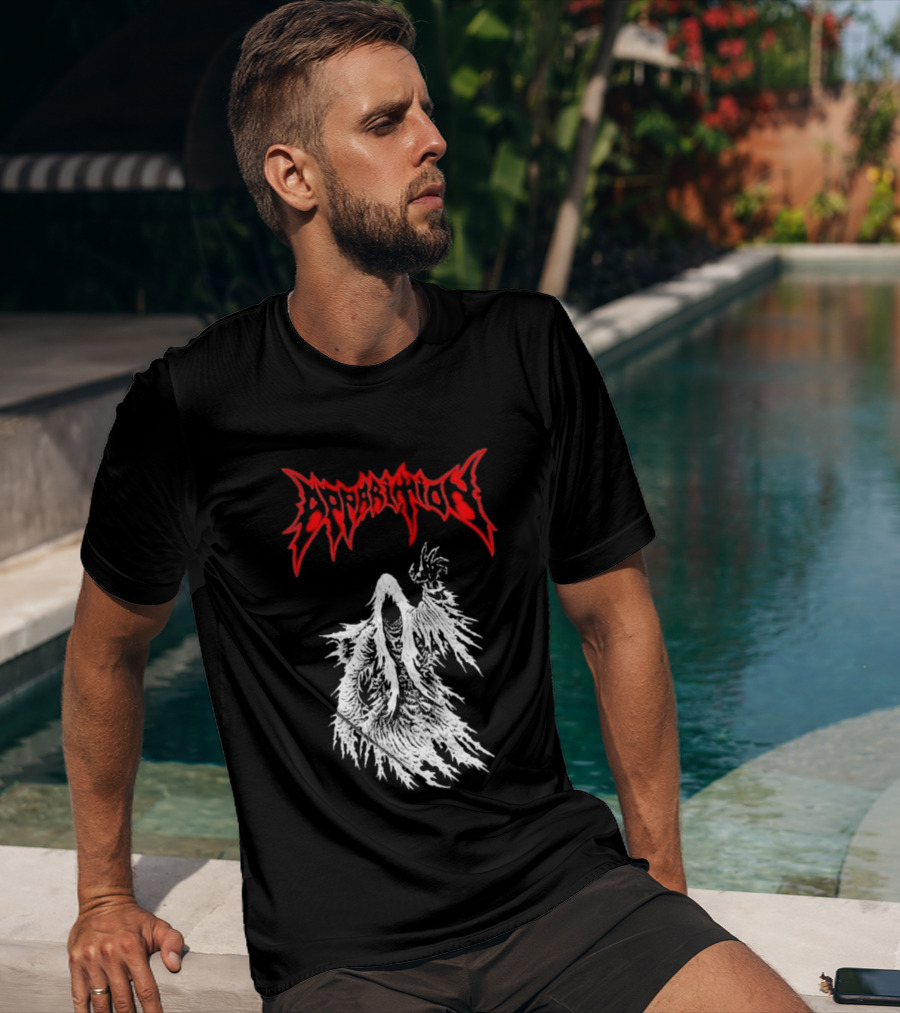 Apparition Ghostly Figure Red Gothic Font T-Shirt