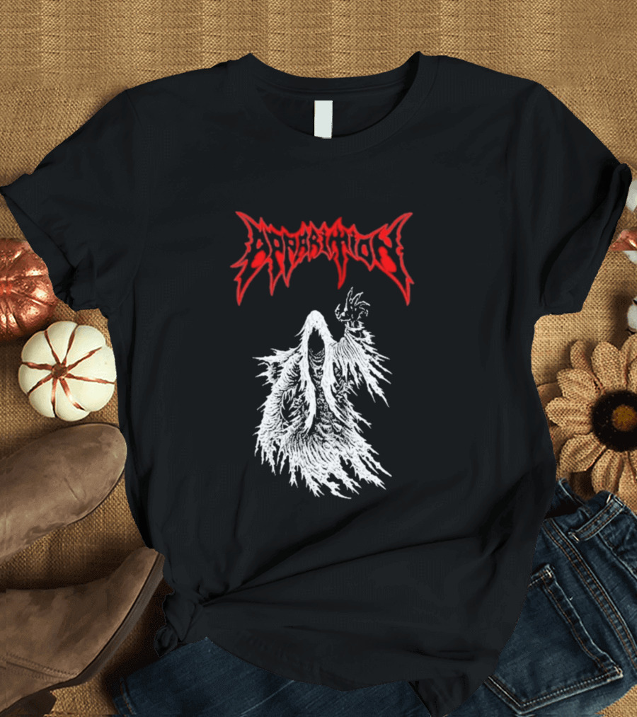 Apparition Ghostly Figure Red Gothic Font T-Shirt
