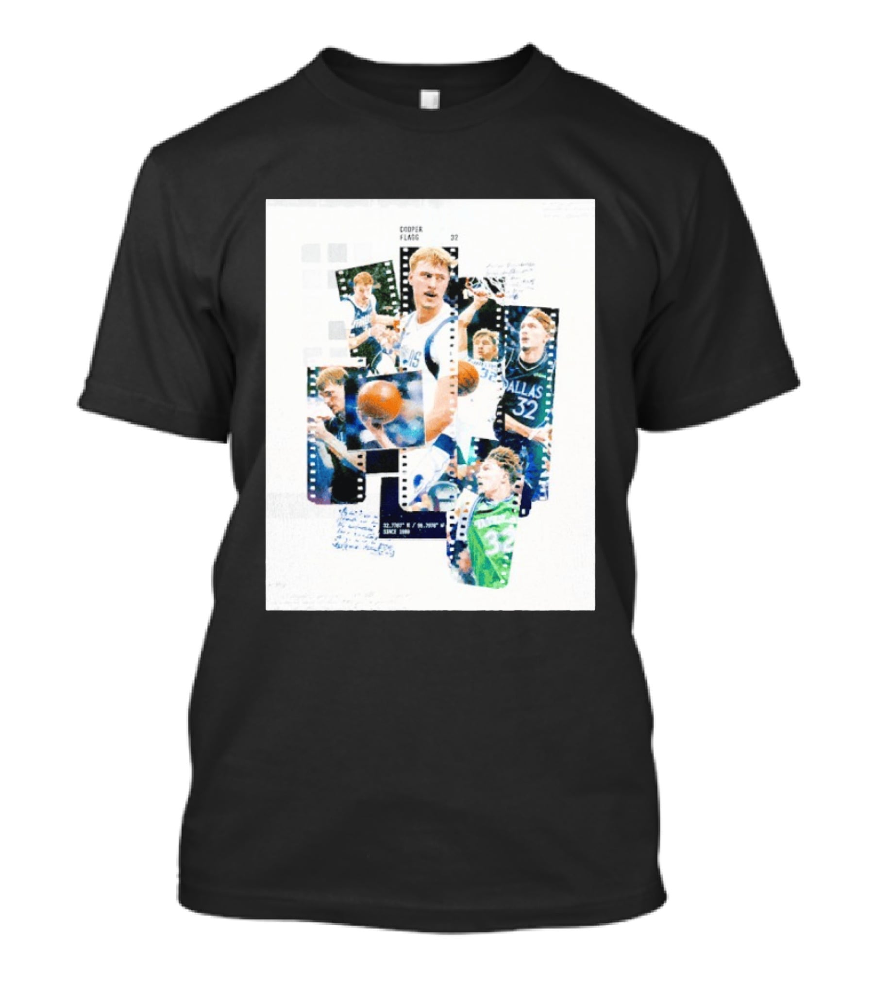 Cooper Flagg 32 Dallas Mavericks The Rook Since 1980 Collage Basketball Film Strip T-Shirt