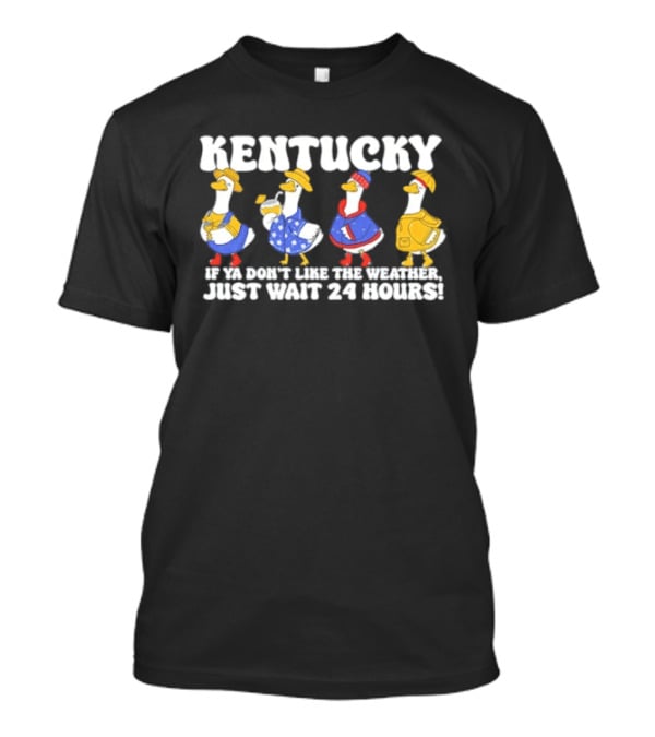 Kentucky Weather Humor Ducks In Seasonal Outfits If Ya Don't Like The Weather Just Wait 24 Hours T-Shirt