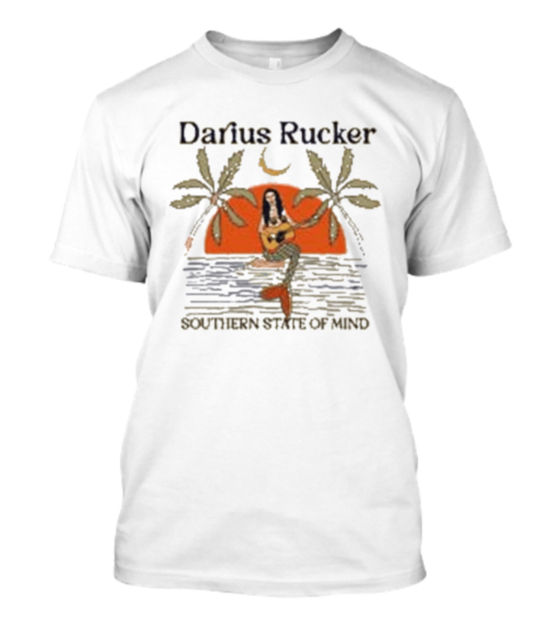 Darius Rucker Southern State Of Mind Mermaid Palm Trees Sunset Scene T-Shirt