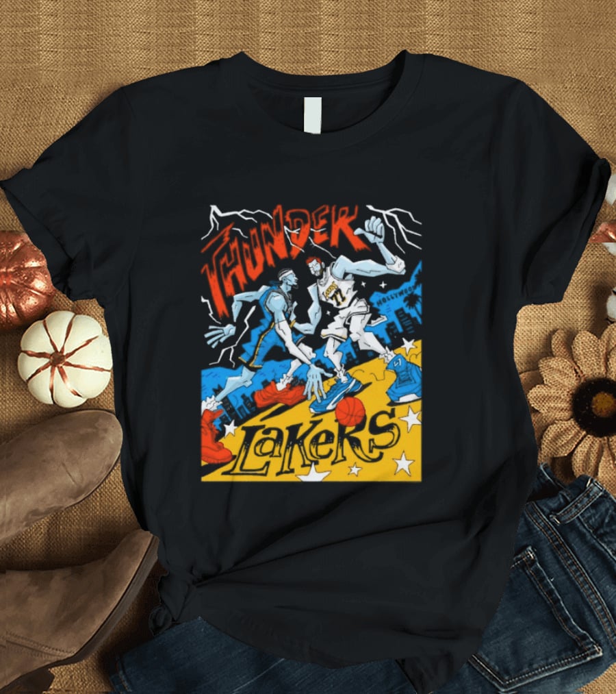 Shai Gilgeous Alexander Thunder Vs Luka Doncic Lakers MVP Cartoon Showdown T-Shirt