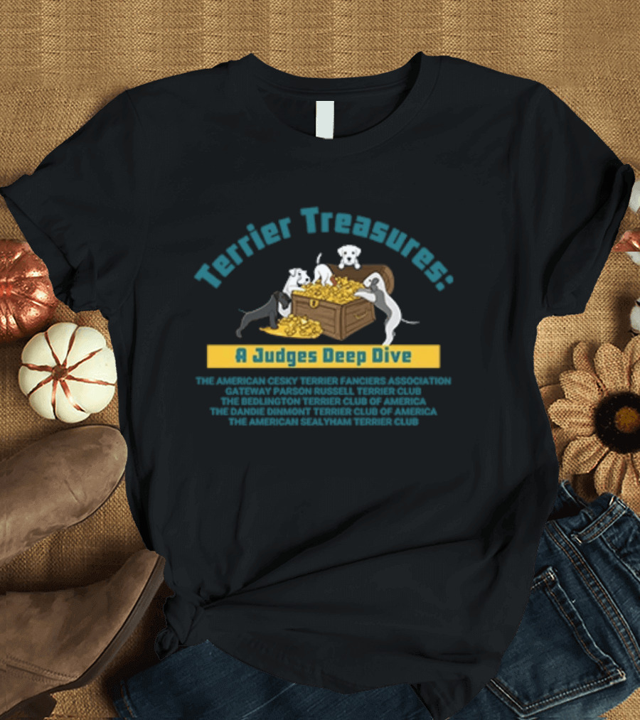 Terrier Treasures A Judges Deep Dive Treasure Chest And Playful Dogs T-Shirt