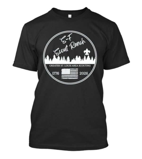 S F Scout Ranch Greater St Louis Area Scouting 2026 USA Flag Forest T-Shirt