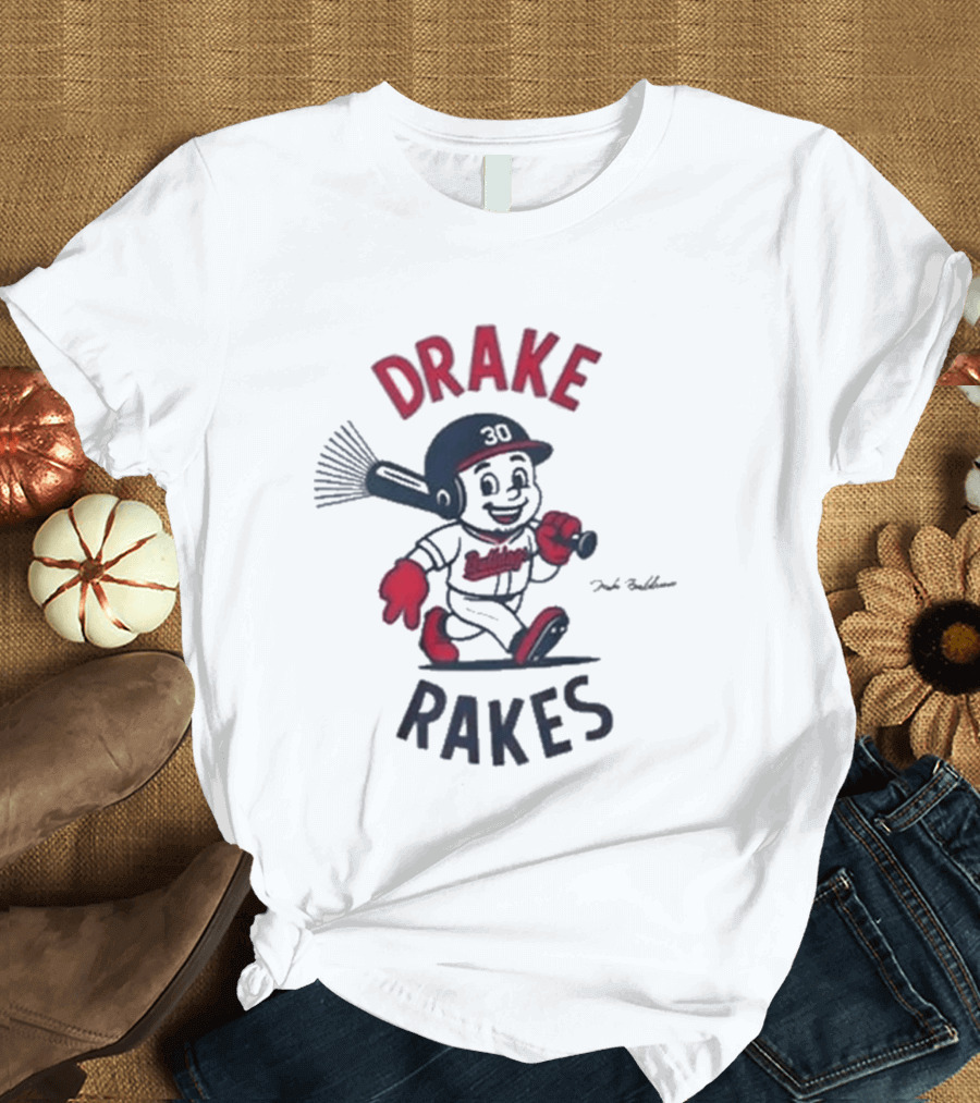 Drake Rakes Baseball Character With Number 30 And Rake Bat T-Shirt