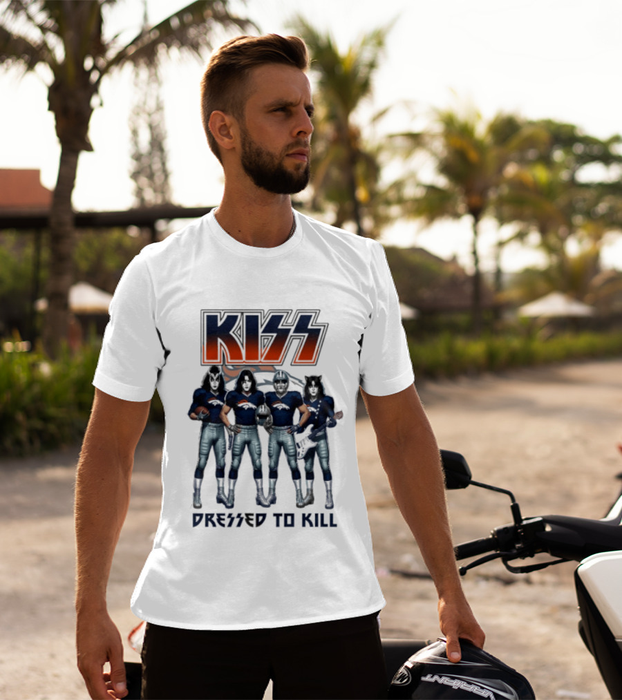 KISS Dressed To Kill Denver Broncos Football Team Collaboration T-Shirt