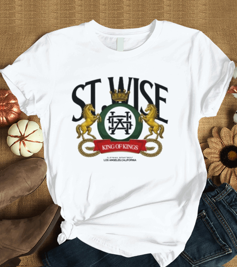 ST Wise Crowned Horse Emblem Los Angeles California T-Shirt