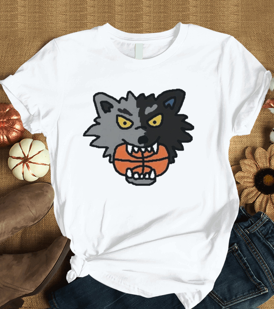 Timberwolves New Profile Pic Two Tone Wolf With Basketball T-Shirt
