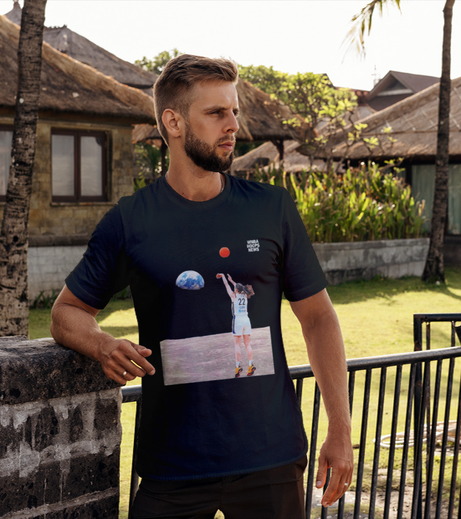Caitlin Clark Indiana Fever WNBA Shooting Basketball On Lunar Surface T-Shirt