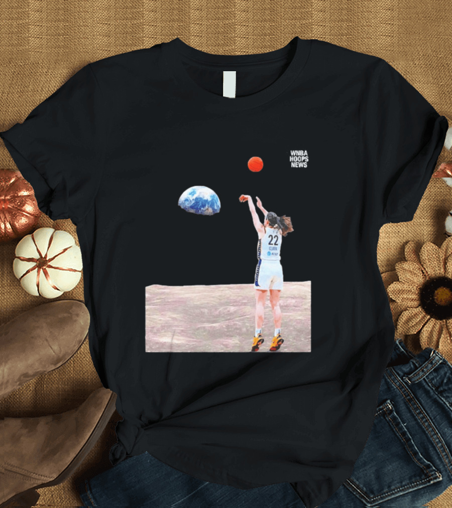 Caitlin Clark Indiana Fever WNBA Shooting Basketball On Lunar Surface T-Shirt