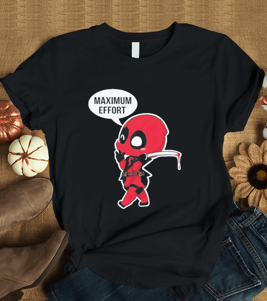 Deadpool Chibi Costume Maximum Effort Speech Bubble T-Shirt