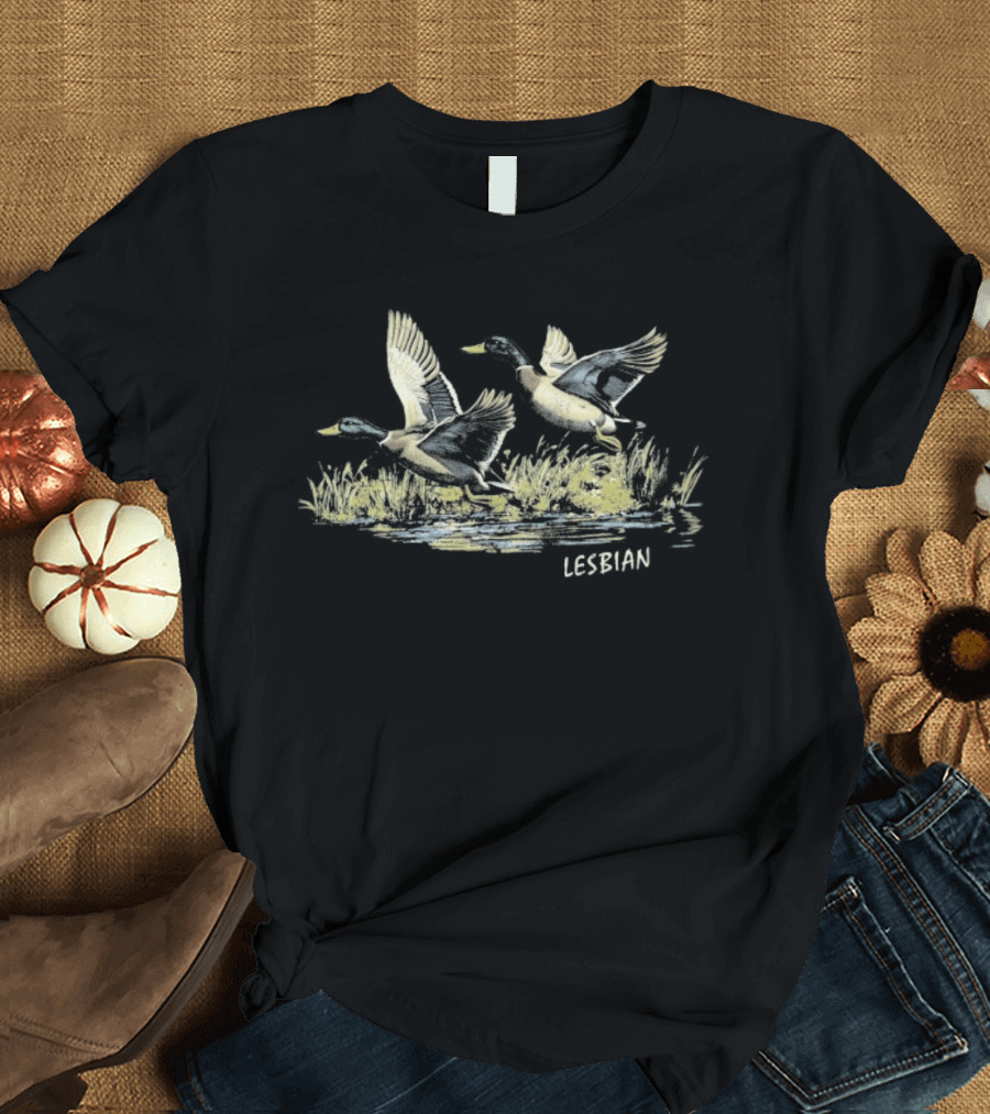 Ducks In Flight Lesbian Wildlife Scene T-Shirt