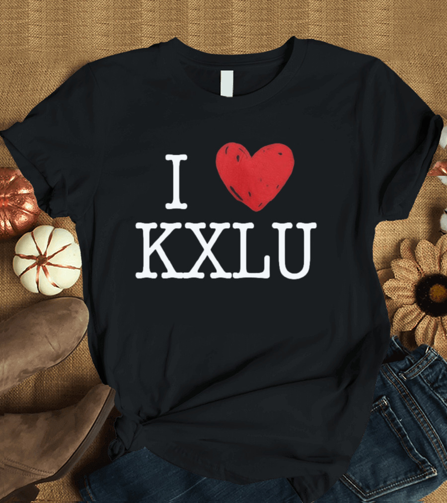 I Love KXLU Radio Station Red Heart T-Shirt