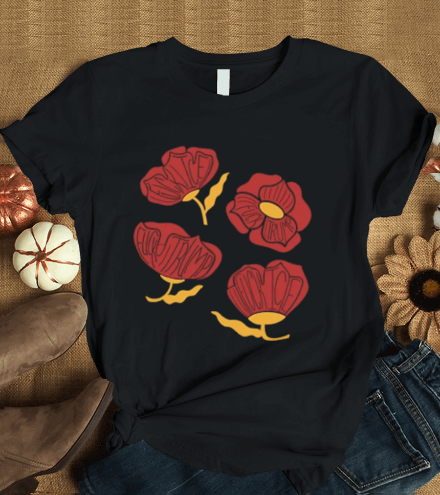 Red Poppy Floral Fuck Trump T-Shirt