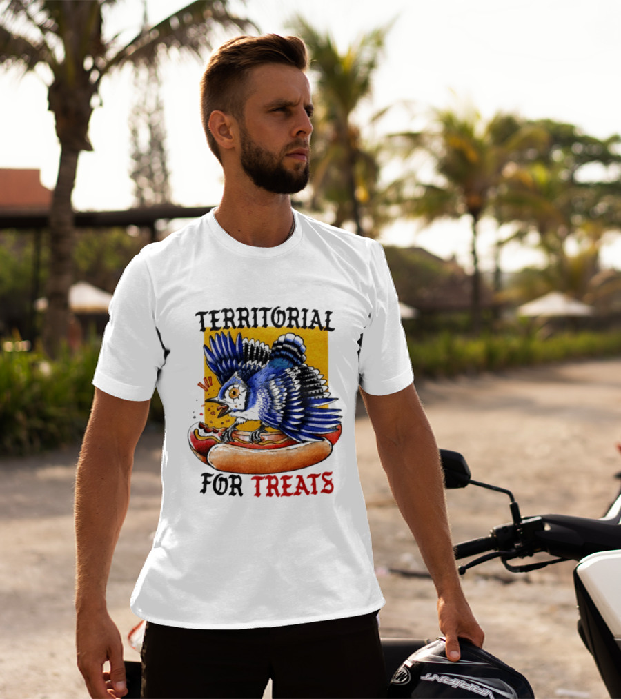 Territorial Bird With Hotdog For Treats T-Shirt
