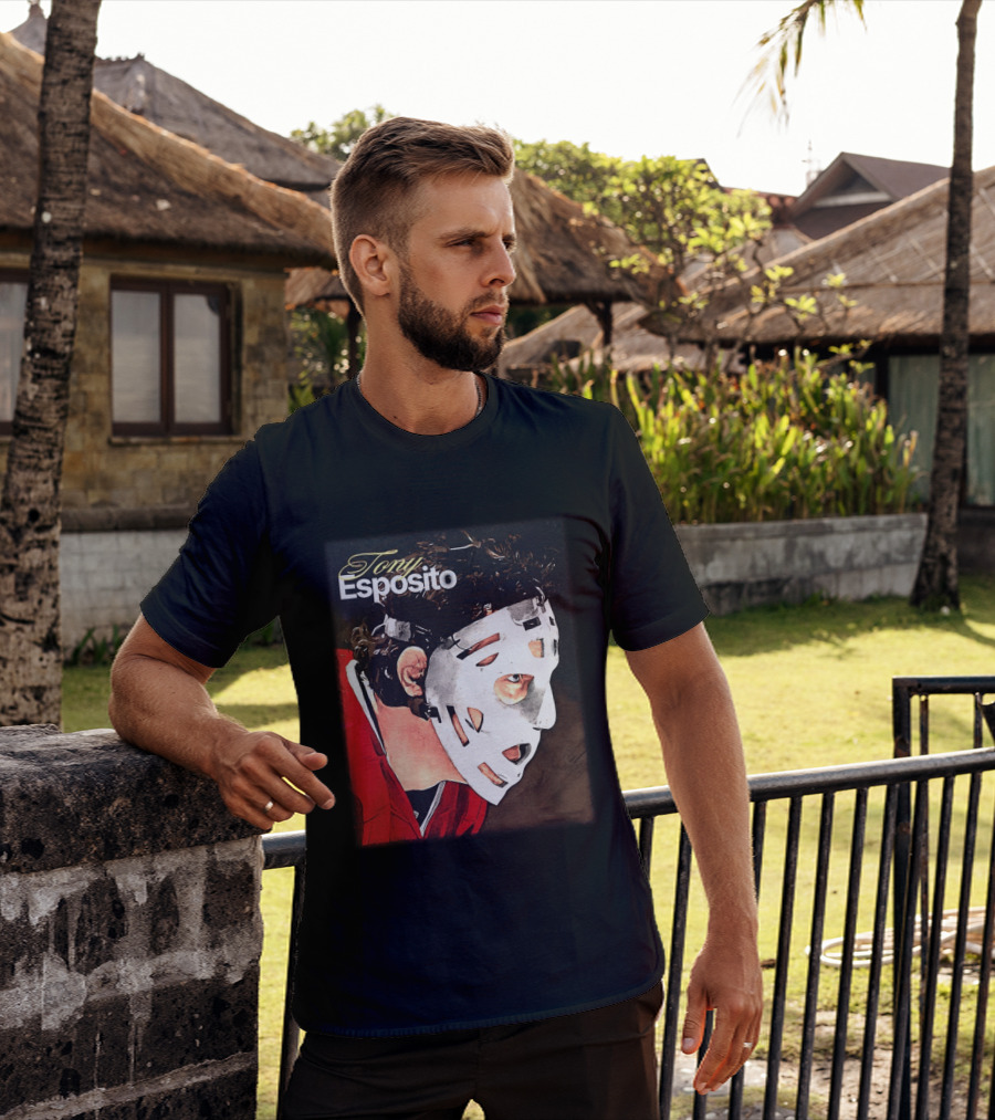 Tony Esposito Chicago Blackhawks NHL Mask Retro Hockey T-Shirt