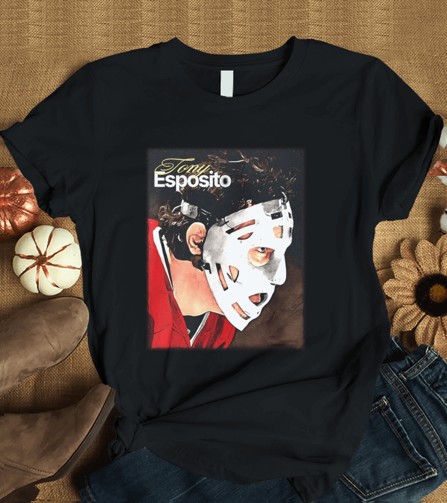 Tony Esposito Chicago Blackhawks NHL Mask Retro Hockey T-Shirt