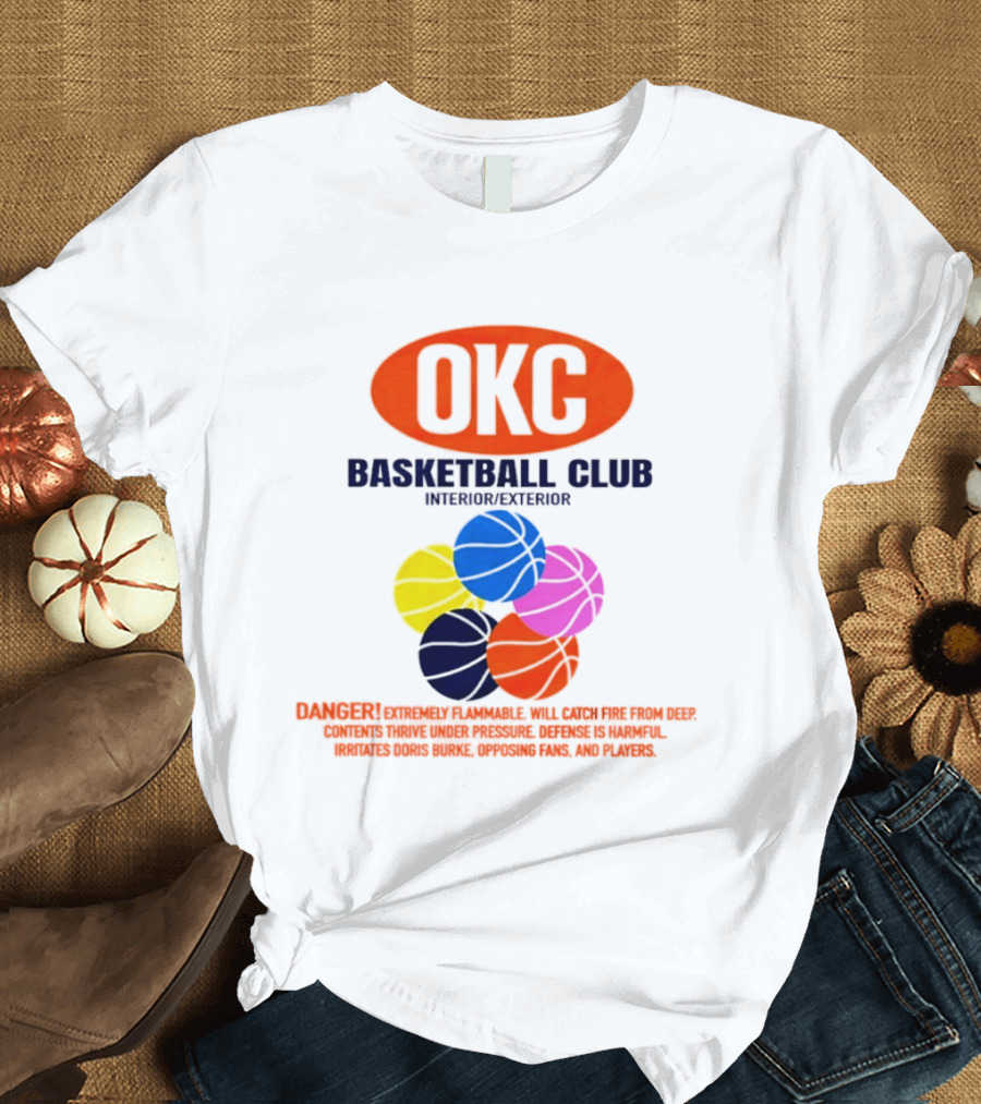 OKC Basketball Club Five Color Interior Exterior Balls T-Shirt