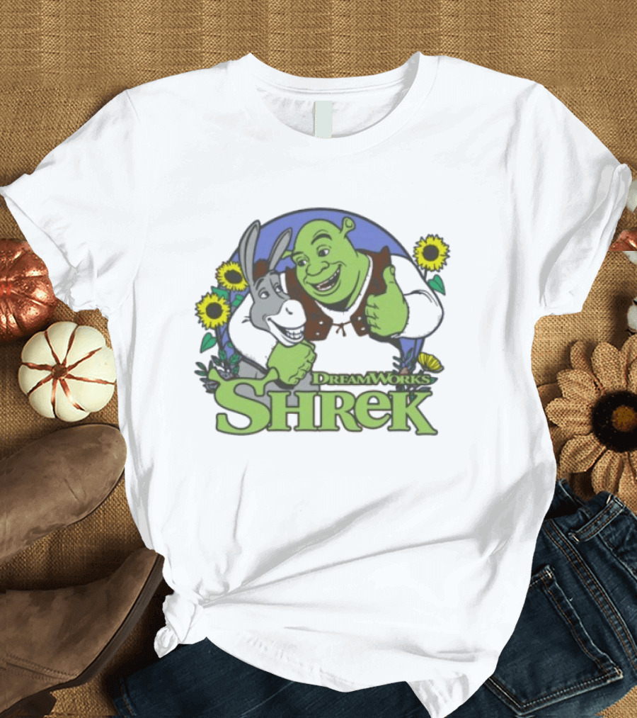 Shrek Donkey Thumbs Up Sunflowers DreamWorks T-Shirt
