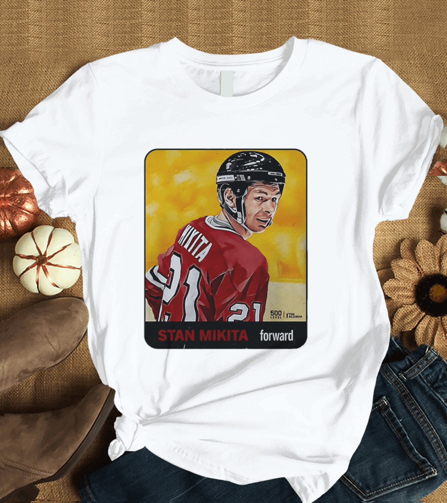 Stan Mikita Forward Chicago Blackhawks NHL Alumni Card 500 Level T-Shirt