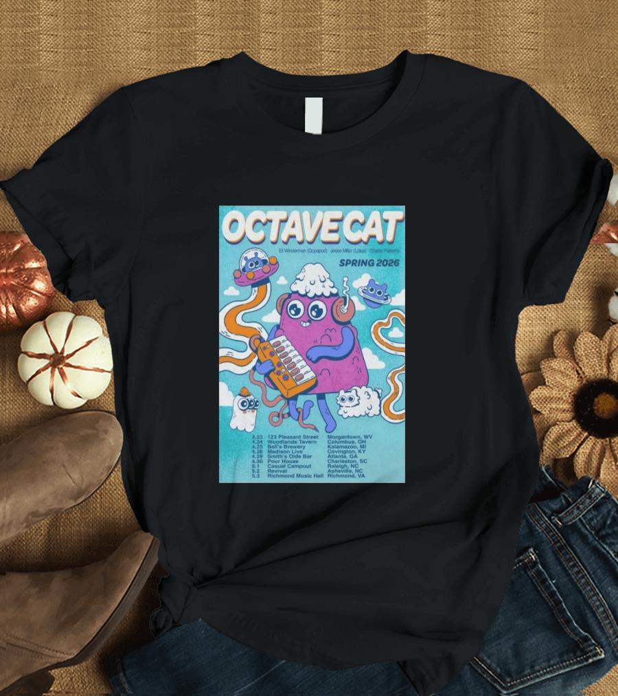 Octave Cat Tour 2026 Eli Winderman Jesse Miller Charlie Patierno T-Shirt