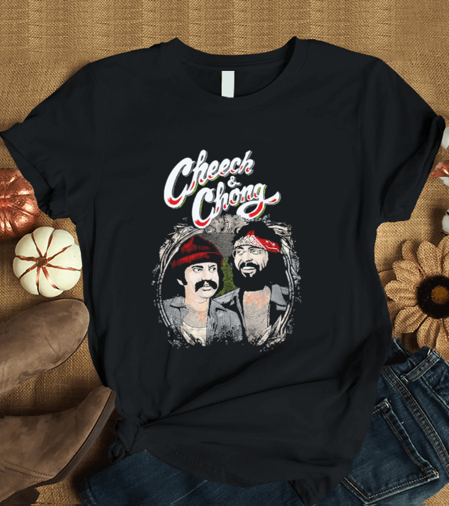 Cheech And Chong Vintage Red Bandana And Beanie Comic Duo T-Shirt