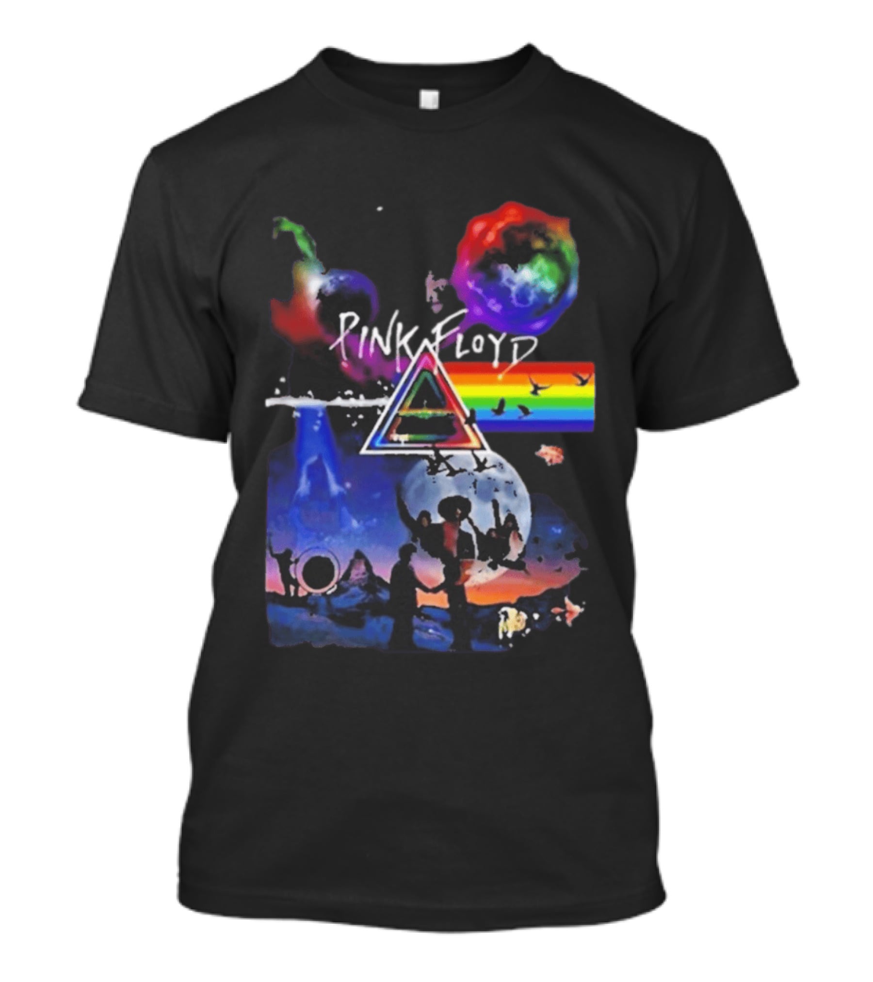 Pink Floyd Psychedelic Birds Colorful Rainbow Triangular Prism T-Shirt